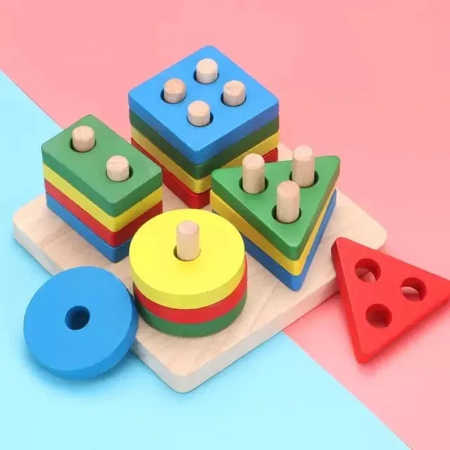 Wooden Puzzle Toddler Toys Shapes Sorter