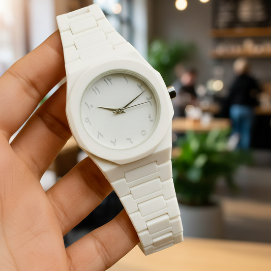 Full White Aura Watch – Stylish Design | Compact Build | Daily Use Fashion Watch (Without Box)