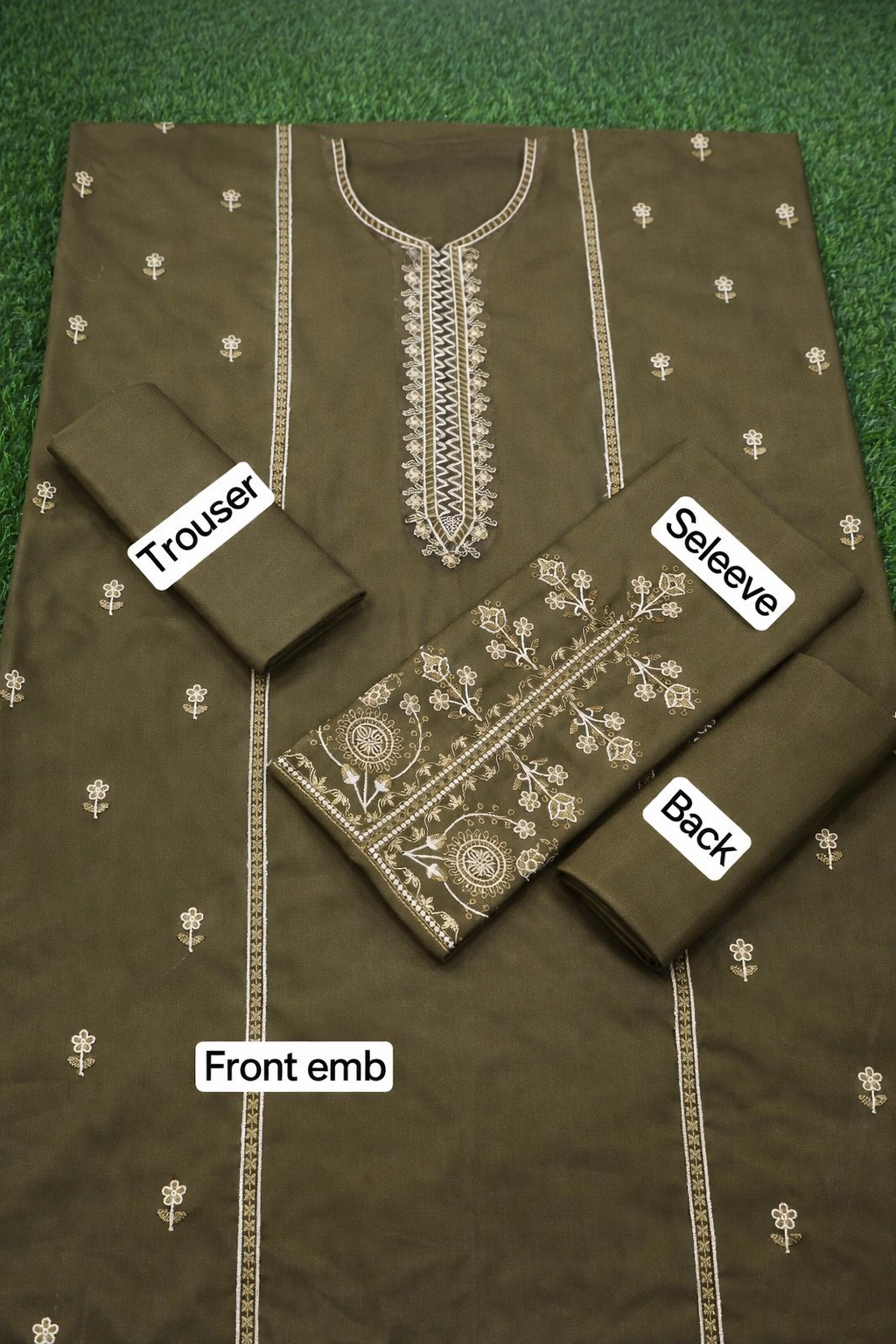 Piece Women’s Unstitched Embroidered Dhanak Suit – Brown