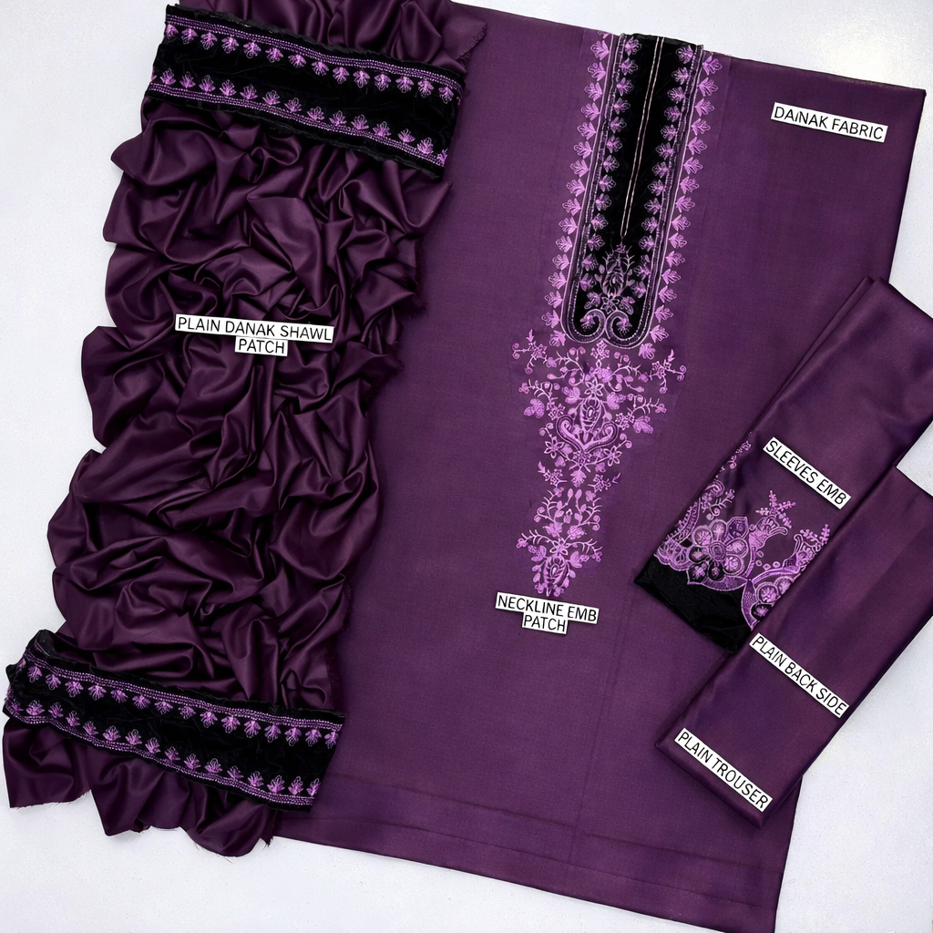 3 Pcs Women's Unstitched Embroidered Suit