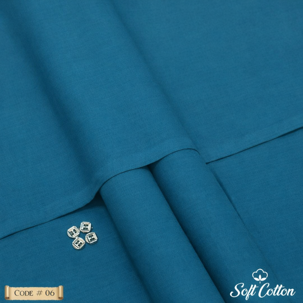 Men’s Unstitched Soft Cotton Plain Suit – Turquoise