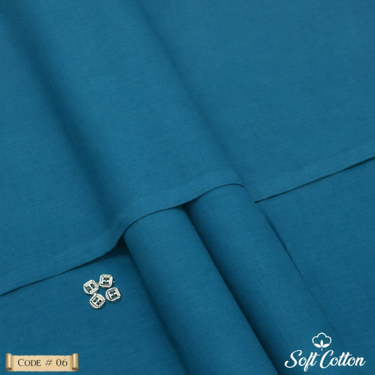 Men’s Unstitched Soft Cotton Plain Suit – Turquoise
