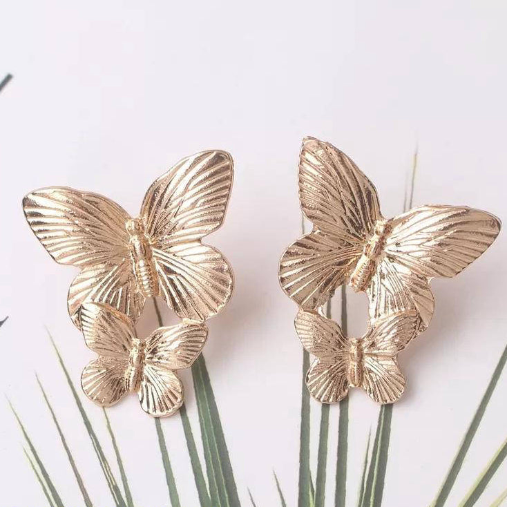 Stylish Gold Plated Korean Butterfly Drop Earrings – Adjustable