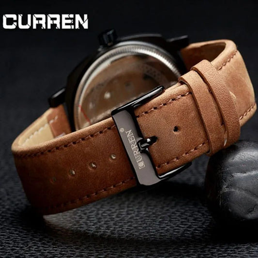 Curren Watch for Men – Black with Brown Strap