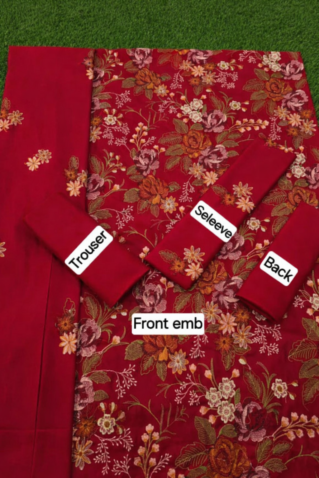 3-Piece Women’s Unstitched Embroidered Dhanak Suit with Dupatta – Red (Winter Collection)