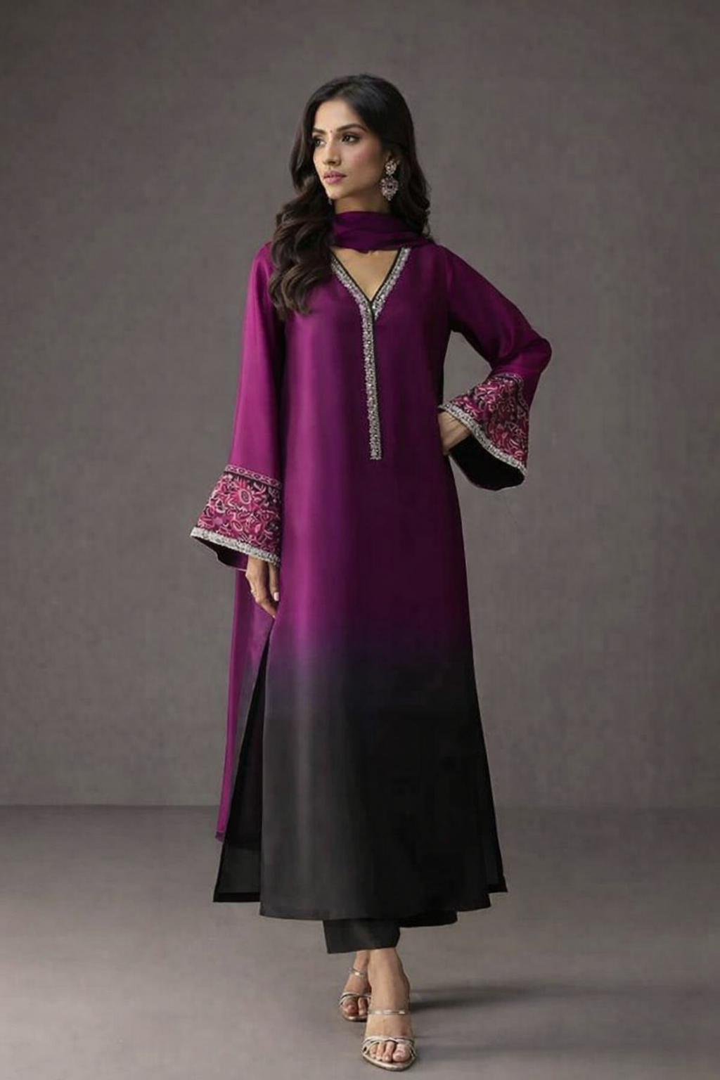 3 Pcs Women’s Unstitched Digital Print Suit – Shamoz Silk Fabric