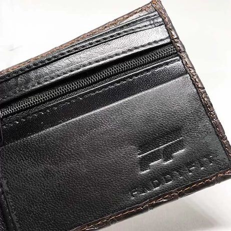 Men’s Leather Wallet – Textured Crocodile Pattern (Chocolate Brown)