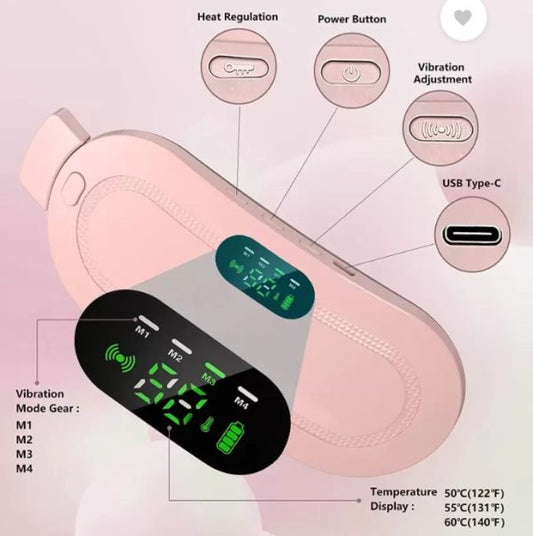 eating Pad women Period Pain Cramp Relief Belt -Portable Menstrual Heating Pad, Heated Belly Belt for Menstrual Cramp Relief with 3 Heat Levels and 4 Modes, Electric Belt Massage for Women and Girls - Electric Massager Machine for Women