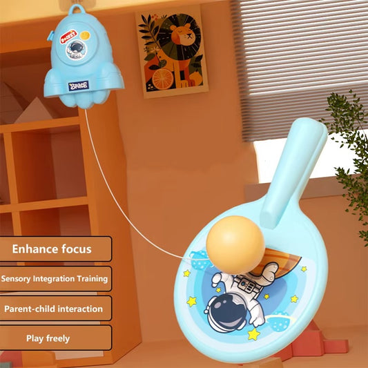 Hanging Ping Pong Game Set with 2 rackets and practice ball. Fun self-training kit for kids and adults, perfect for parent-child interaction. (Random color)