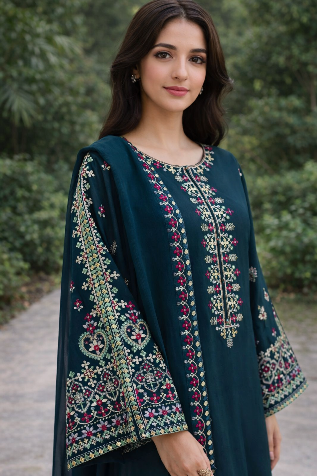 3 Pcs Women’s Unstitched Embroidered Dhanak Suit