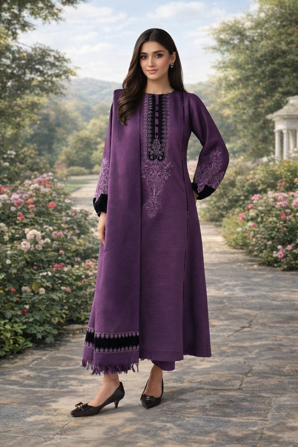 3 Pcs Women's Unstitched Embroidered Suit