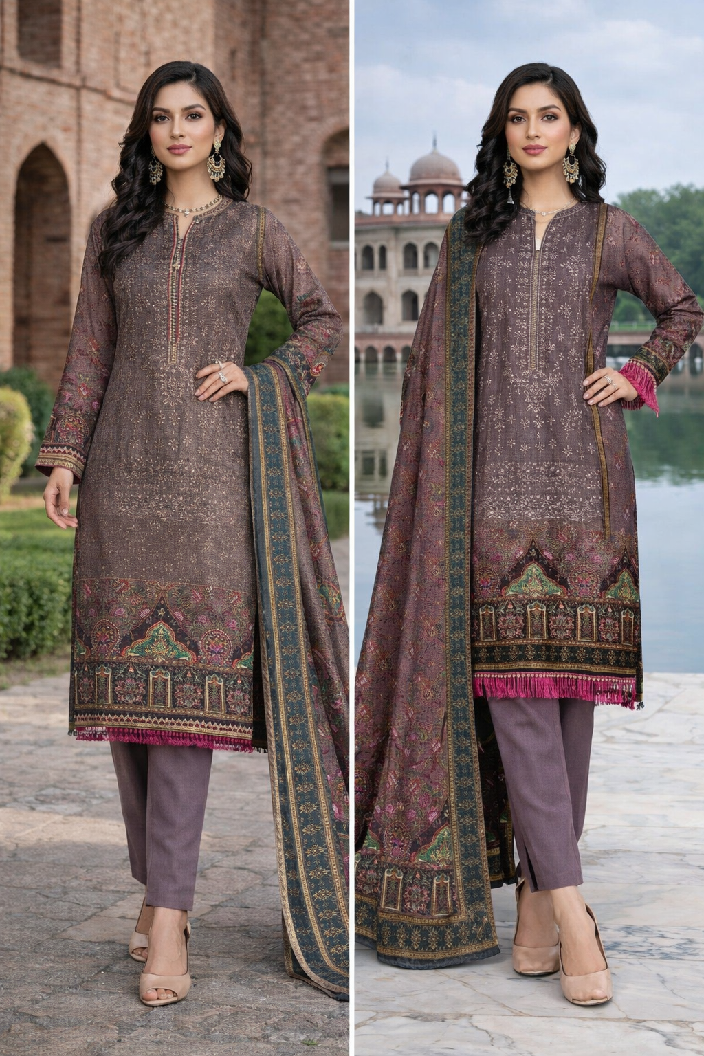 3 Pcs Women’s Unstitched Karandi Printed Suit