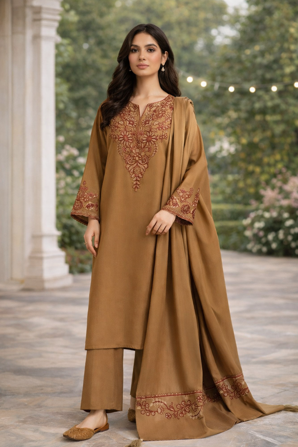 FLORENT 3 Pcs Women’s Unstitched Embroidered Dhanak Suit