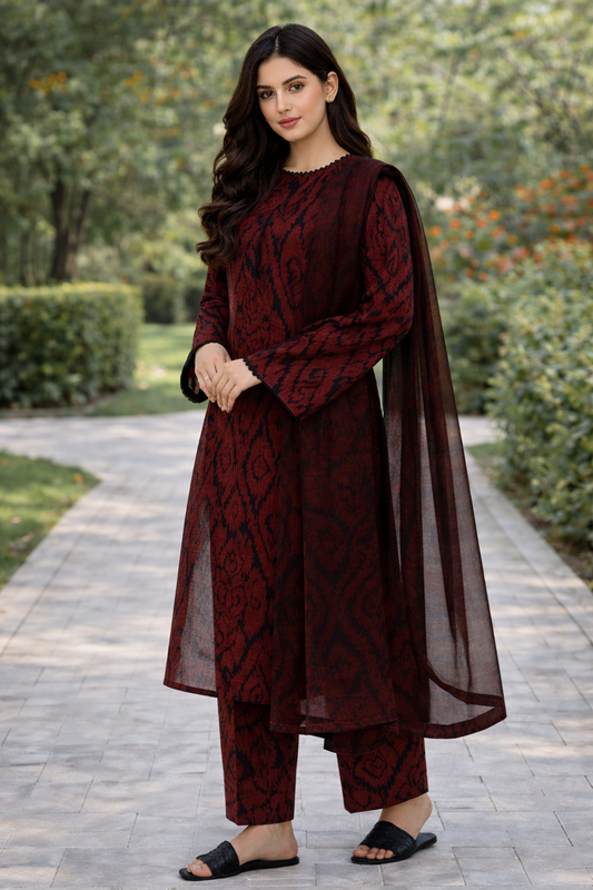 🧡 Elegant 3 Pcs Karandi Digital Print Suit – Perfect for Every Occasion