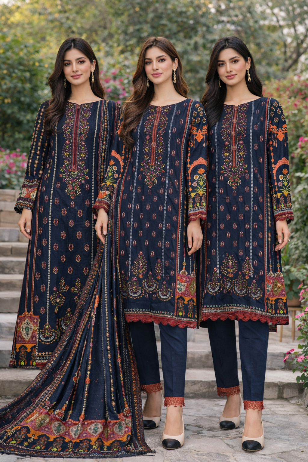 3 Pcs Women’s Unstitched Karandi Printed Suit – Winter Collection