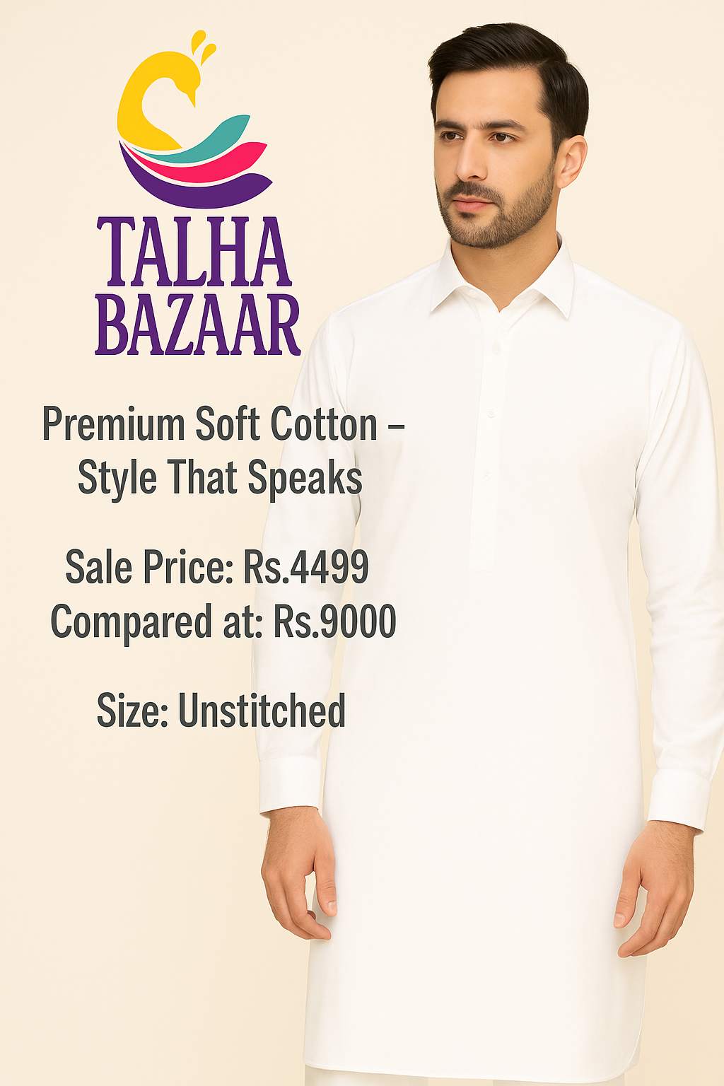 Men’s Unstitched Soft Cotton Plain Suit