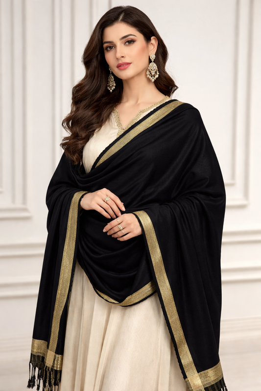 Women’s Pashmina Wool Zari Tilla Shawl