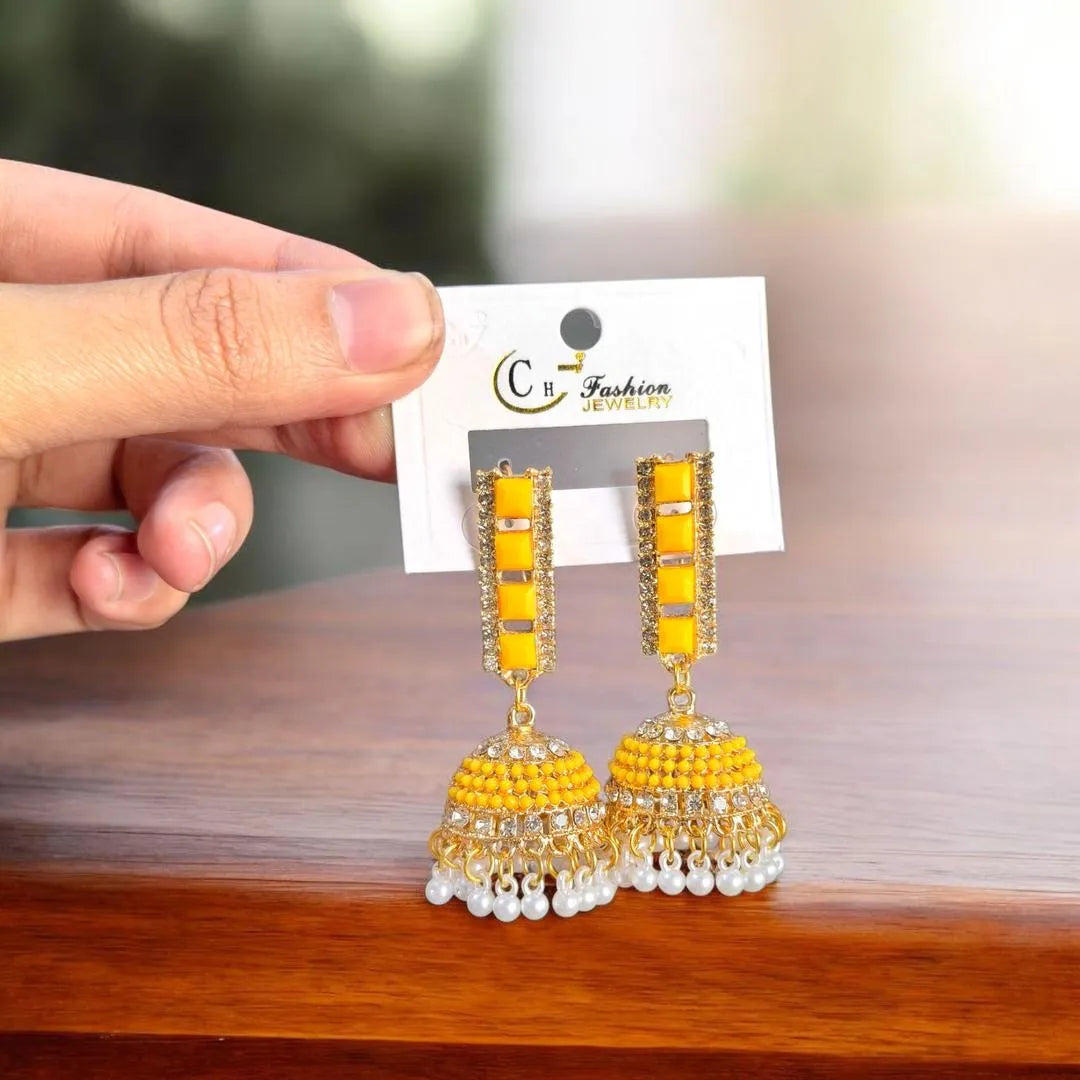 Funky Gold Plated Crystal Jhumka