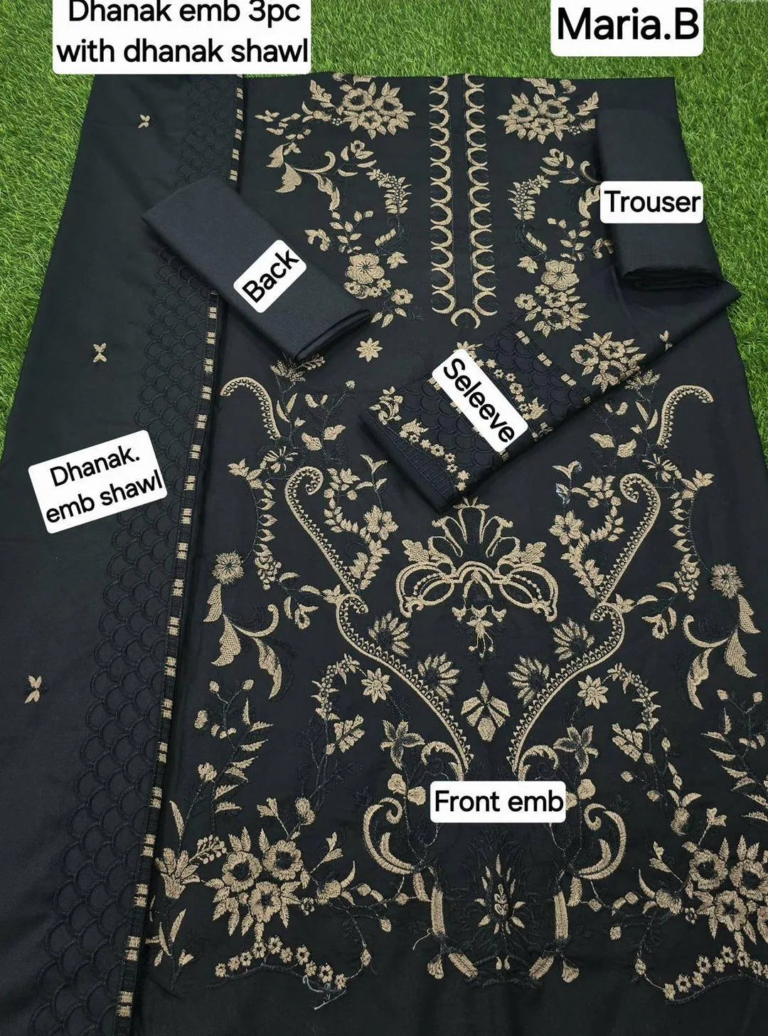 3-Piece Women’s Unstitched Embroidered Dhanak Suit with Dupatta – Blue (Winter Collection)