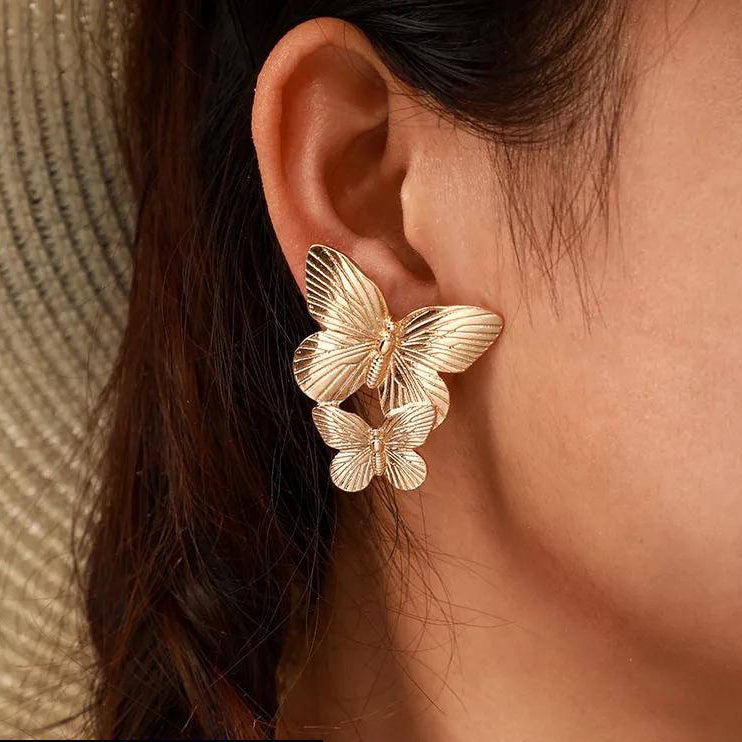 Stylish Gold Plated Korean Butterfly Drop Earrings – Adjustable