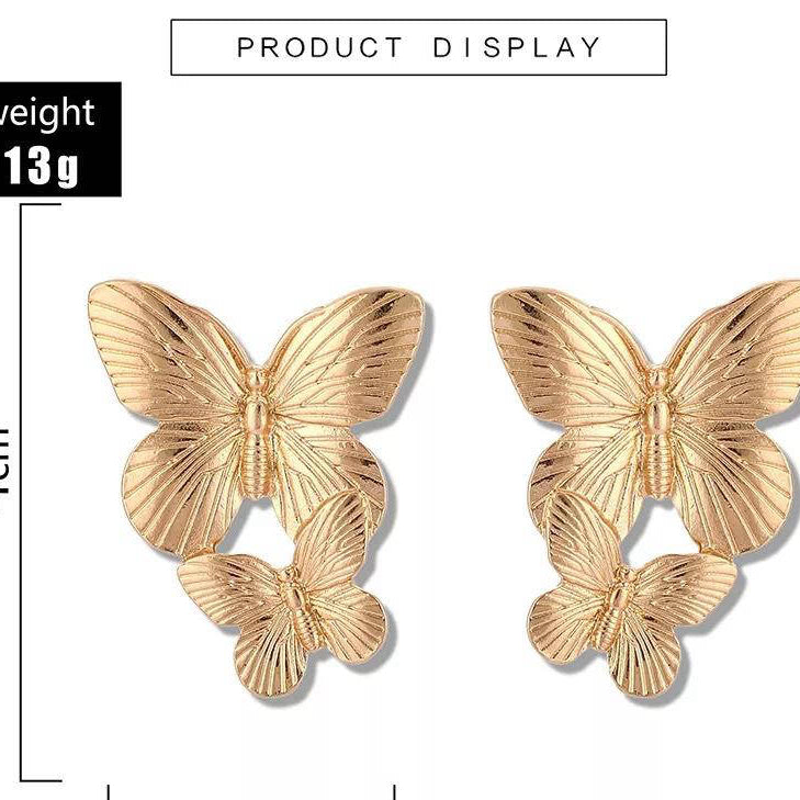 Stylish Gold Plated Korean Butterfly Drop Earrings – Adjustable