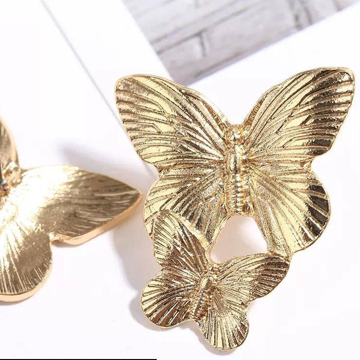 Stylish Gold Plated Korean Butterfly Drop Earrings – Adjustable