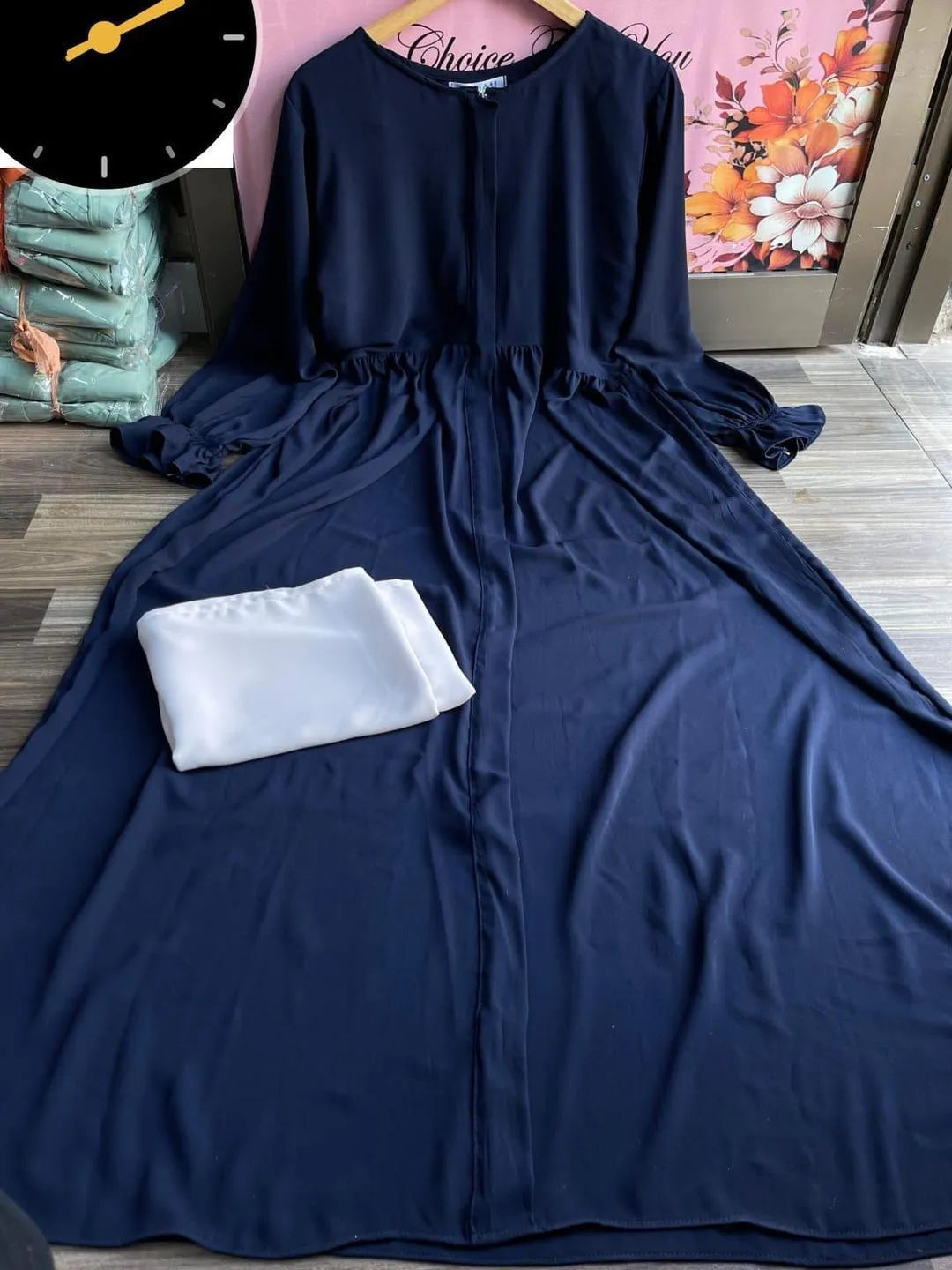 Georgette Plain Classic Abaya with Stoller – 1 Pc