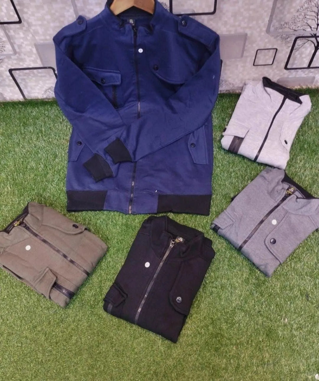 Men’s Fleece Plain Bomber Jacket