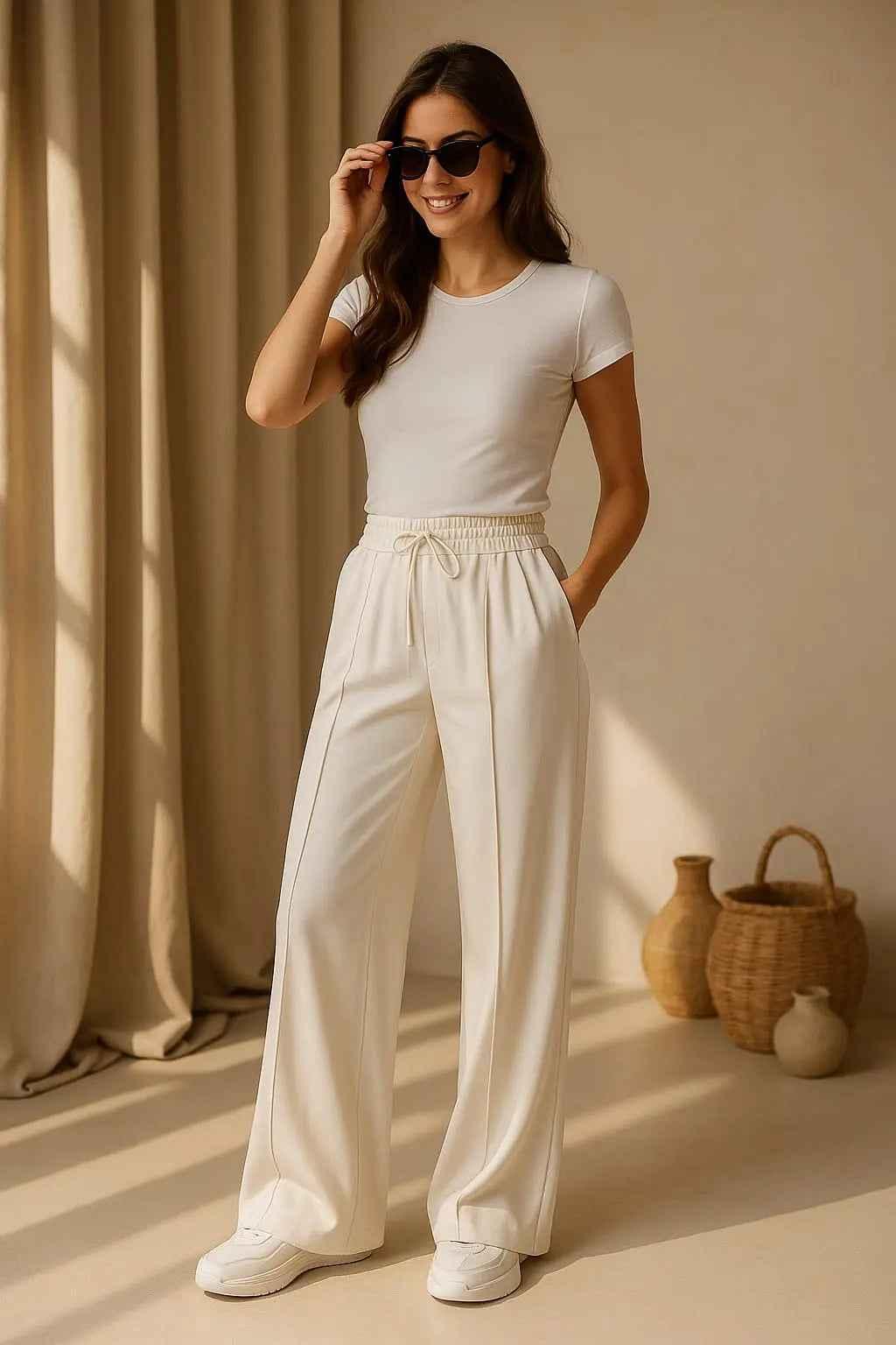 Vanilla Cloud Wide-Leg Trousers - Off-White