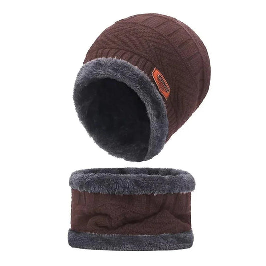 🧣 Unisex Textured Wool Beanie & Neck Warmer Set (2 Pcs)