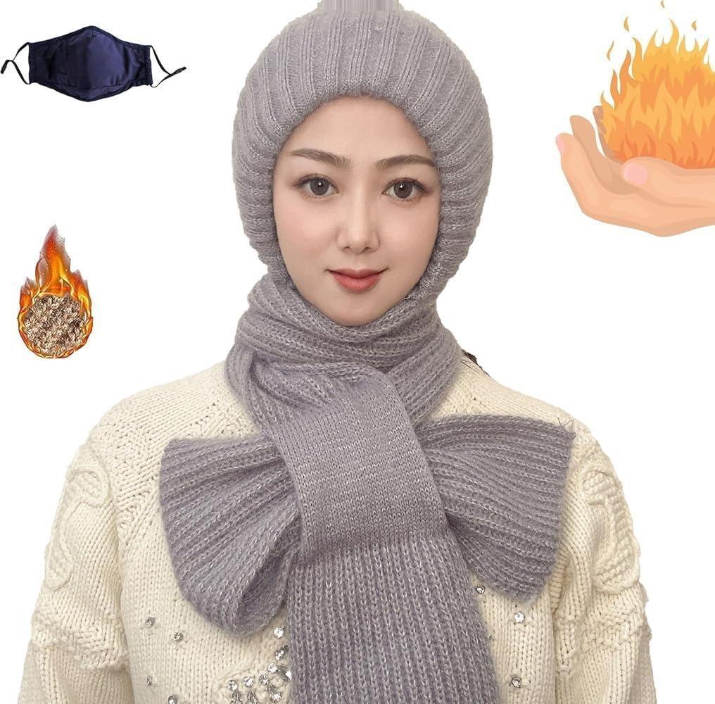 🧤 Beanie Winter Cap with Muffler – Multicolor Fur (Unisex)