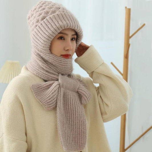 🧤 Beanie Winter Cap with Muffler – Multicolor Fur (Unisex)