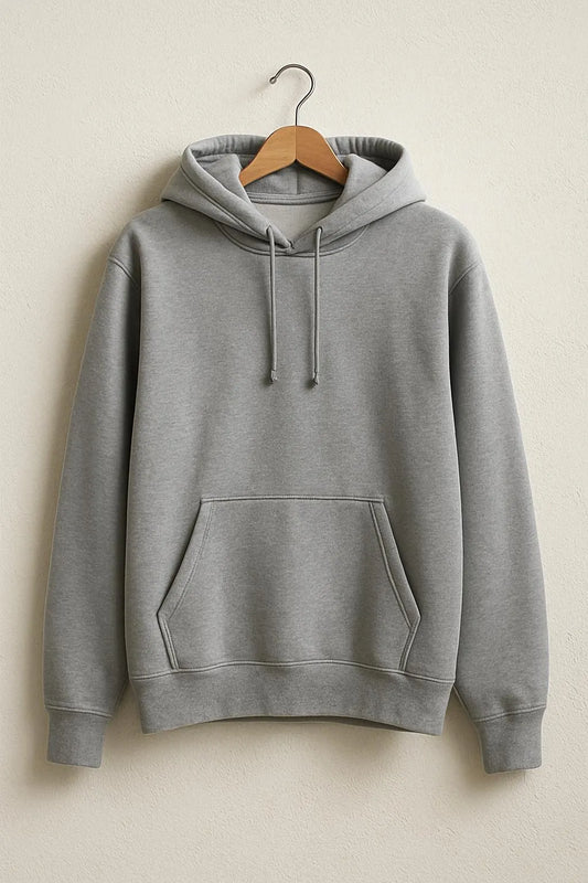 Men’s Fleece Plain Hoodie – Soft, Warm & Everyday Comfort | Grey