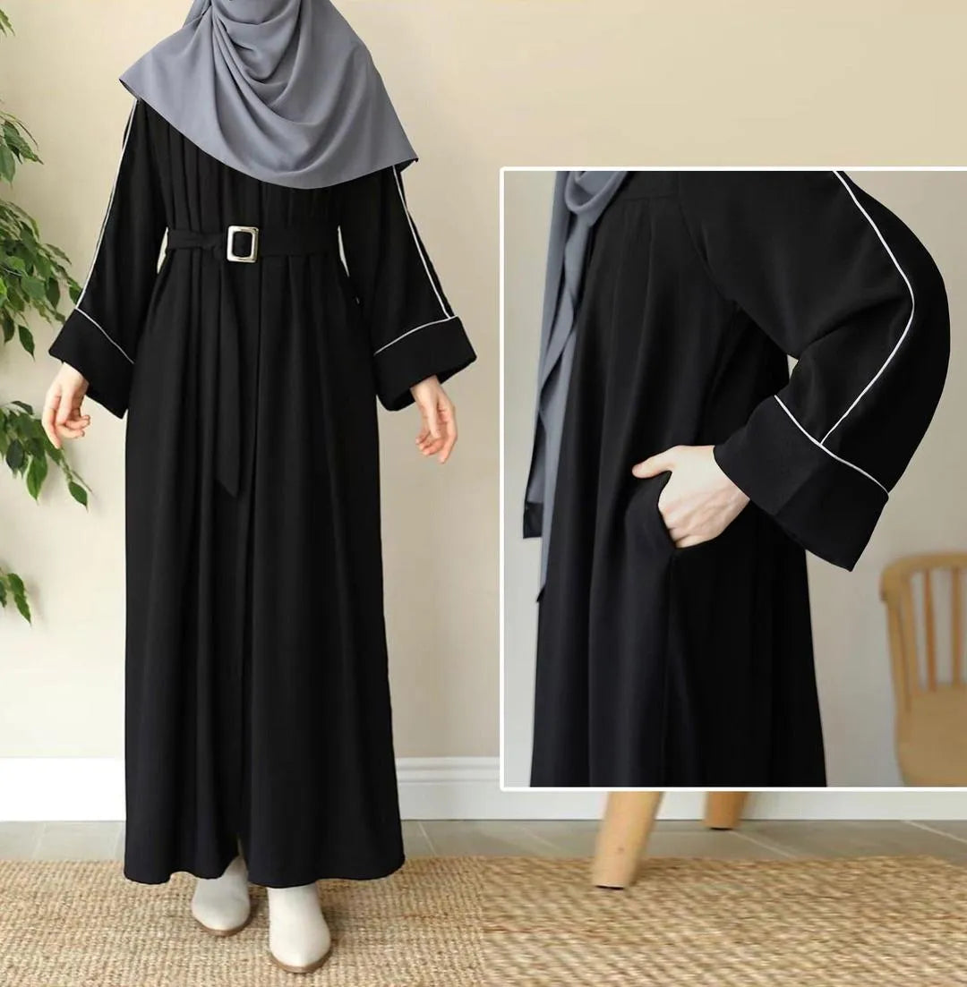 Georgette Plain Full Abaya – With Stoller, Belt & Pockets