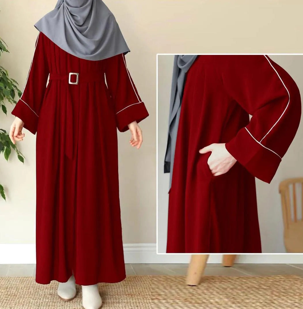 Georgette Plain Full Abaya – With Stoller, Belt & Pockets