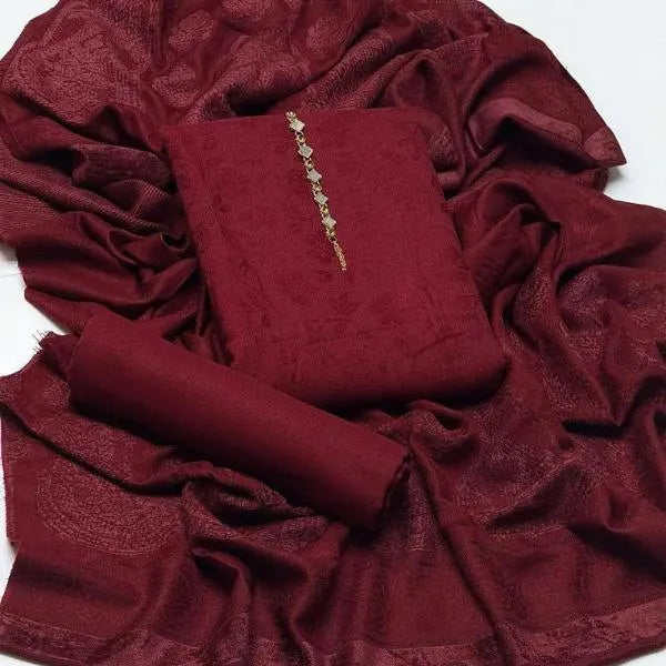 3 Pcs Women's Unstitched Embroidered Suit