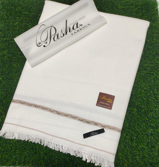 Women's Pashmina Wool Plain Shawl (Off White)