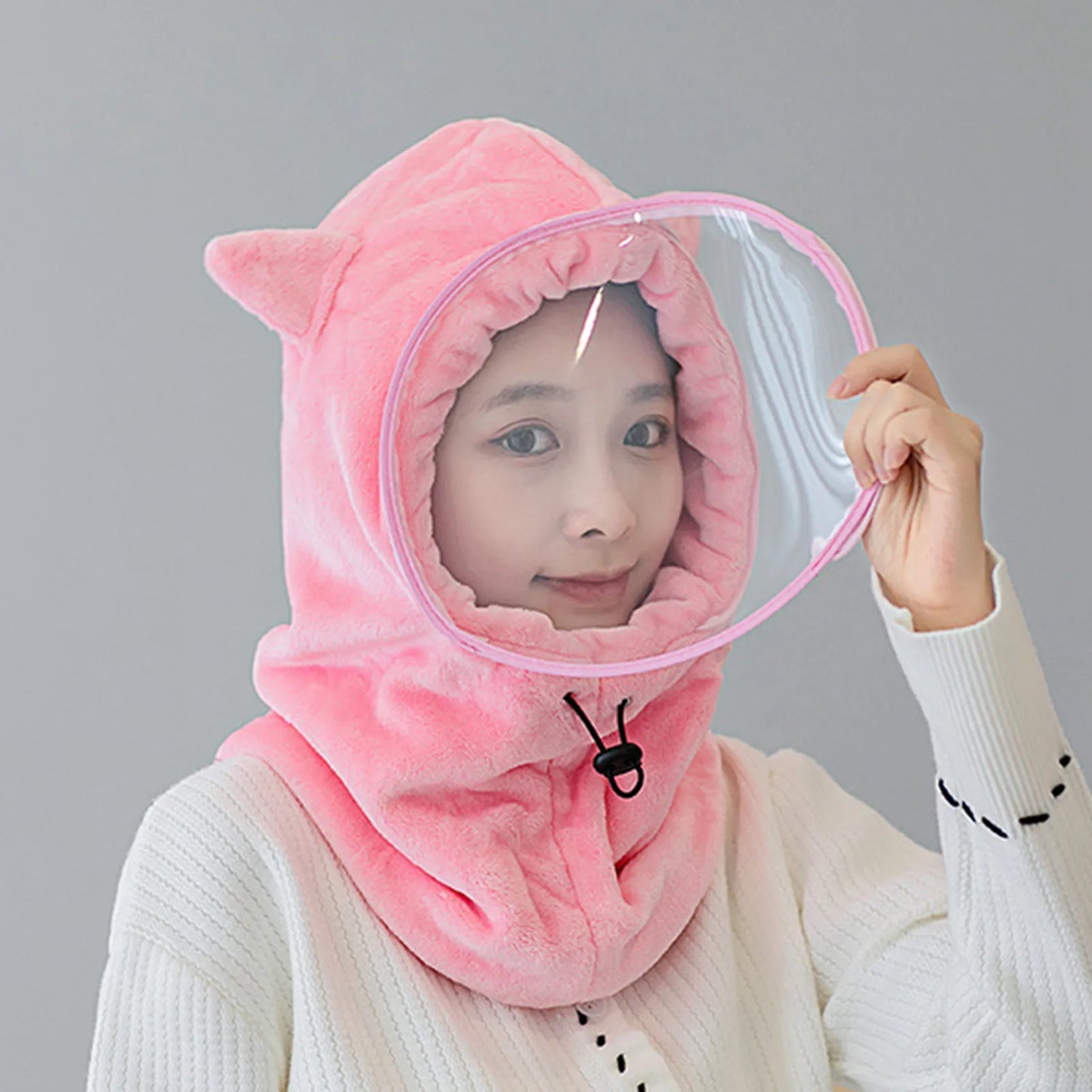 Winter Face Hoody for Women – Thick, Skin-Friendly, Full Protection Ear Cap with Detachable Len