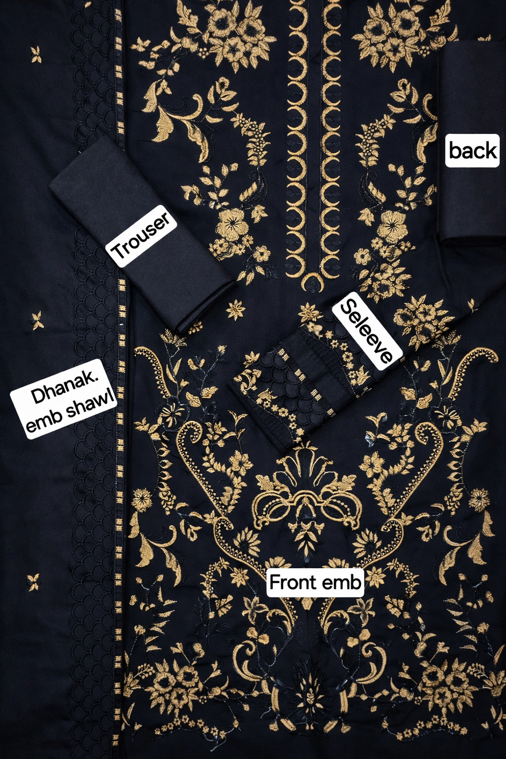 3-Piece Women’s Unstitched Embroidered Dhanak Suit with Dupatta – Blue (Winter Collection)