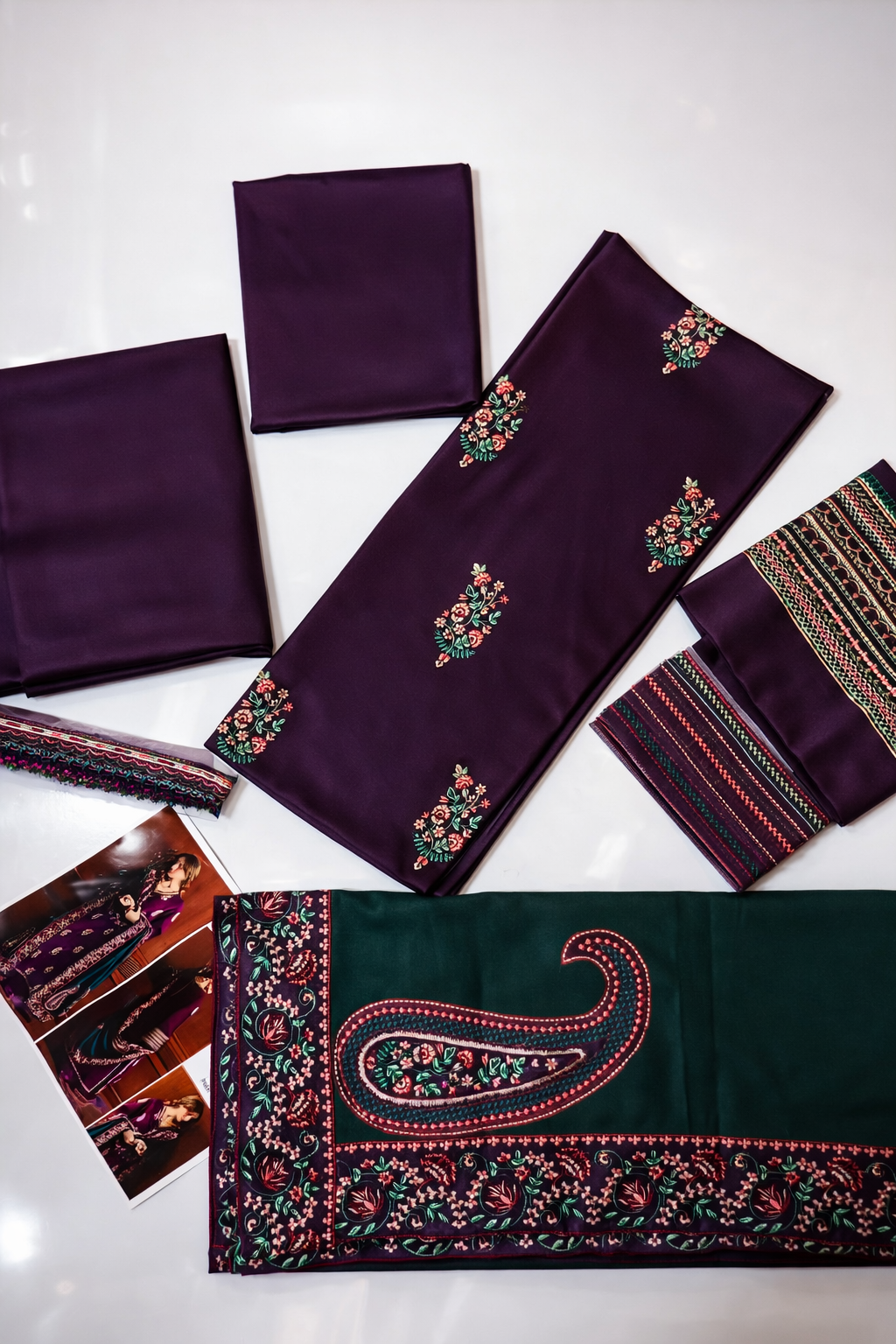 Luxury Winter Collection – 3 Pcs Women’s Unstitched Embroidered Suit (Peach Wool)