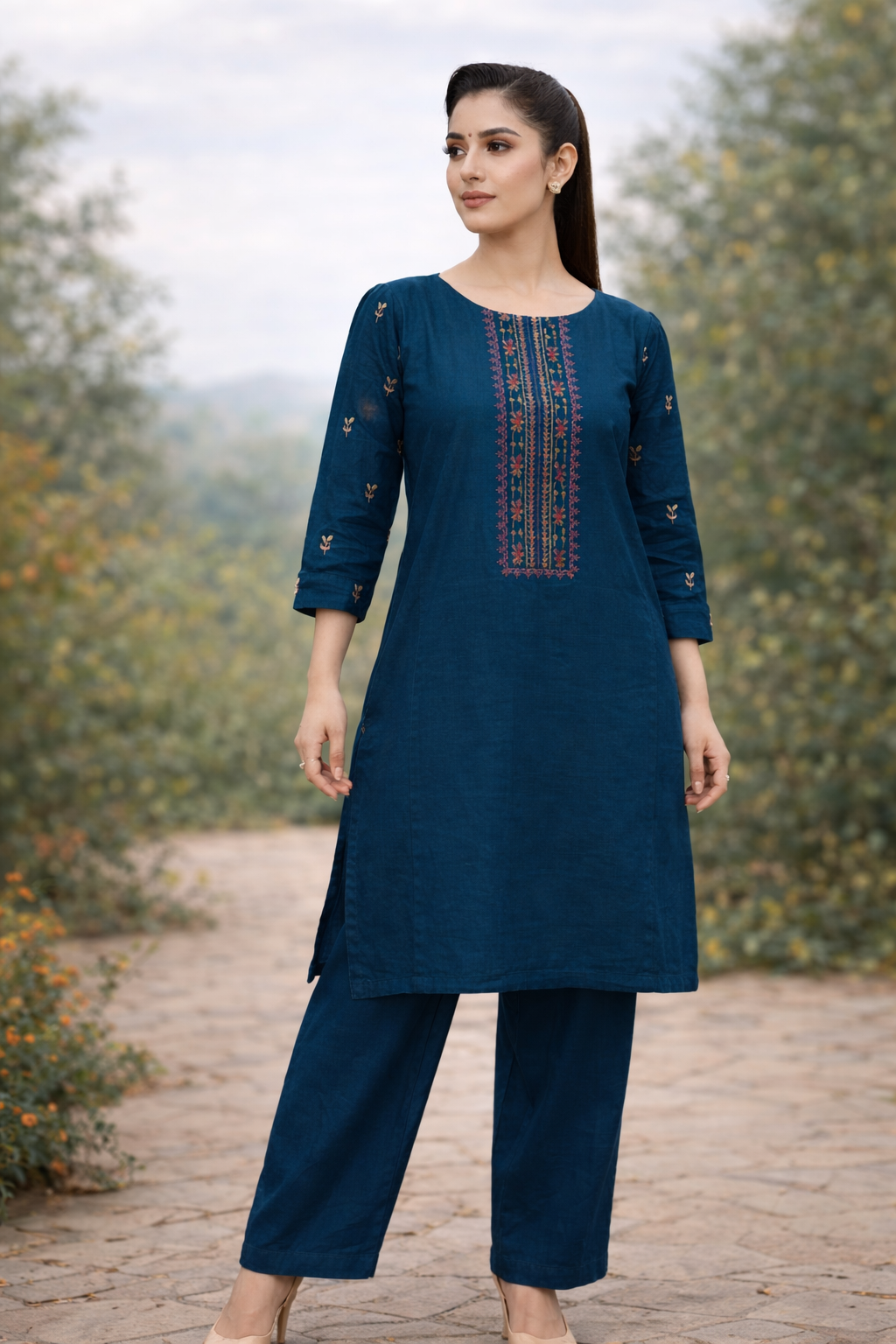 2 Pcs Women’s Unstitched Dhanak Embroidered Suit