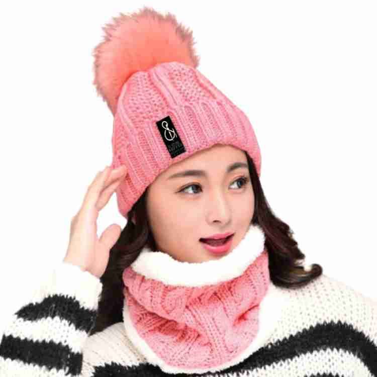 Ladies Winter Cap 2-Piece Set – Premium Woolen Lycra (Imported)