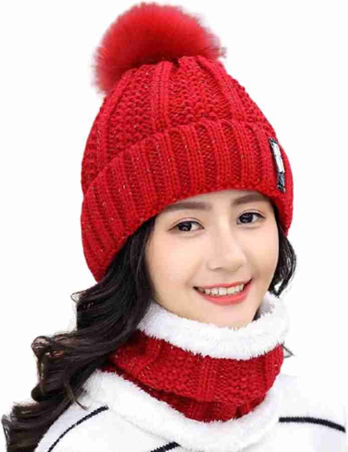 Ladies Winter Cap 2-Piece Set – Premium Woolen Lycra (Imported)