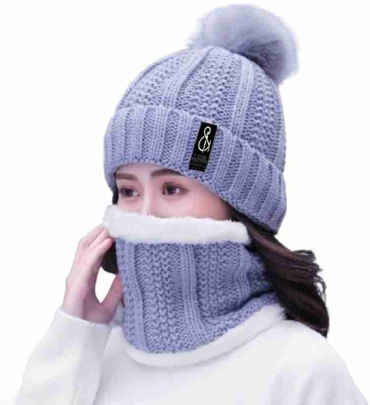 Ladies Winter Cap 2-Piece Set – Premium Woolen Lycra (Imported)