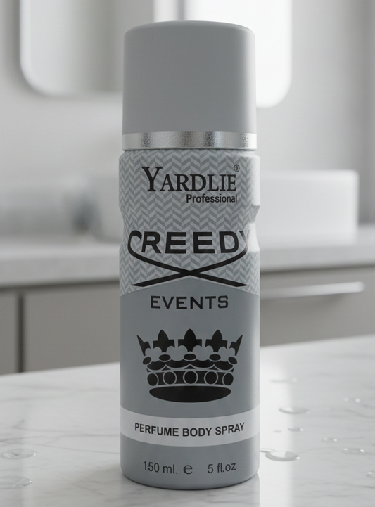 Yardlie Professional CREEDY EVENTS Perfume Body Spray (150ml): Elite, Aromatic Fougere Deodorant for Men.