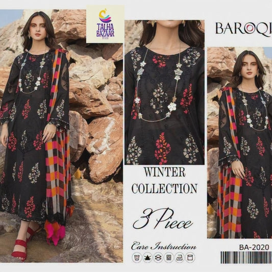 🖤 Elegant Black Printed Karandi Suit with Dupatta – Perfect Festive Ensemble(winter and mid-season wear.)