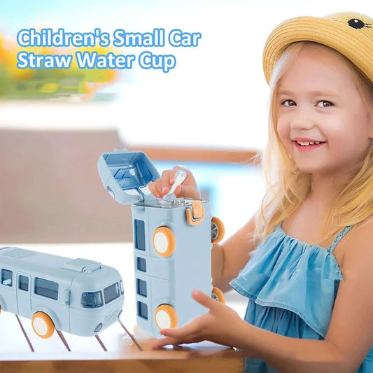 Bus Shape School Water Bottle | 500ml | Cute & Leak-Proof with Strap