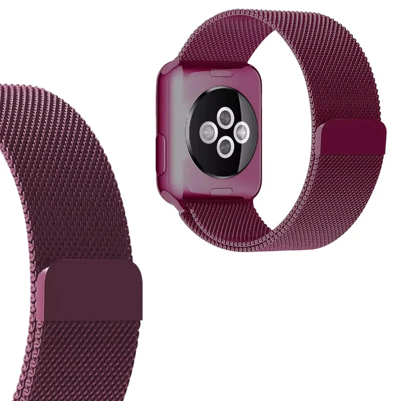 Plum | Apple Watch Milanese Magnetic Loop Strap | Stainless Steel Band  | 42mm / 44mm / 45mm