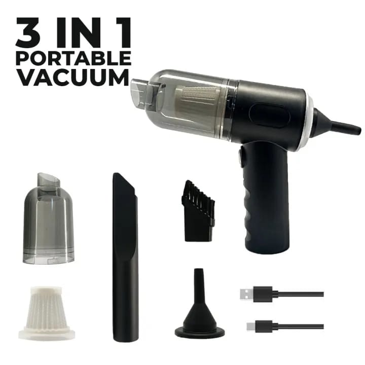 3 In 1 Portable Vacuum Cleaner Duster Blower  | Air Pump Wireless Hand-held Cleaning For Car Home