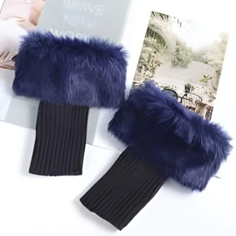 Women’s Faux Fur Fingerless Knitted Gloves | Soft, Warm & Stylish Winter Hand Warmers